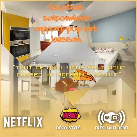 Appart Pop-Art Proche Autoroute, Plages Et Attractions, Wifi - Tv, Deco Stylee, Calme Bessan Exterior photo
